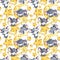 Cute mice seamless background. Funny cartoon mouse.