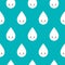 Cute milk drop, white water droplet or cream drip on blue background seamless pattern