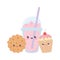 Cute milkshake cookie cupcake kawaii cartoon character