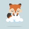 Cute mini fox on a cloud