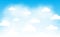 Cute minimal blue sky and clouds cartoon vector illustration design.Nice weather concept background.