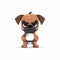 Cute Minimalist Boxer Emoji: Cartoon Dog With Angry Expression