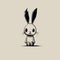 Cute Minimalist Rabbit Drawing On Beige Background