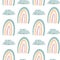 Cute minimalistic scandinavian square seamless pattern with rainbow and sky. Watercolor digital art on a white background. The pri