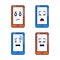 Cute mobile phone cartoon characters with expressions of fear, shock, worry, sadness, pain, flat mascot design. with a modern line