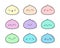 Cute mochi icon vector set in doodle cartoon style