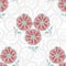 Cute Modern Floral Pattern With Red Flowers And Dotted Decorations On A Swirly Background