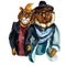 Cute modern hipsters lions