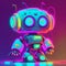 Cute modern neon robot. Generative AI