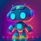 Cute modern neon robot. Generative AI