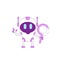 Cute modern robot with magnifying glass violet linear object