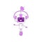 Cute modern robot with operator headset violet linear object