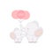 Cute mom and baby elephant with balloons. Mother`s day card.