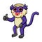 Cute mona monkey cartoon giving thumb up