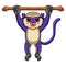 Cute mona monkey cartoon hanging on tree