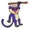 Cute mona monkey cartoon hanging on tree