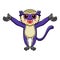 Cute mona monkey cartoon raising hands