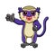 Cute mona monkey cartoon waving hand