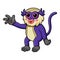 Cute mona monkey cartoon waving hand