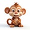 Cute Monkey 3d Clay Render: Stock Photo In Oleg Shuplyak Style