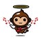 cute monkey animal cupid character playing guitar