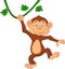 Cute monkey cartoon hanging