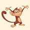 Cute monkey cartoon icon. Vector illustration of drawing monkey outlined.