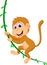 Cute monkey cartoon swinging