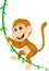 Cute monkey cartoon swinging