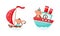 Cute monkey character in transport set. Funny jungle animal boating and sailing cartoon vector illustration