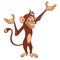 Cute Monkey Chimpanzee Flat Bright Color Simplified Vector Illustration In Fun Cartoon Style Design.