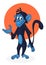 Cute monkey chimpanzee in fun cartoon style. Vector illustration outlined.