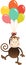 Cute monkey flying with balloons
