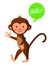 Cute monkey saying \'hello\', vector illustration