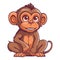 Cute monkey sitting in nature, a small primate mascot