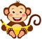 Cute monkey sitting with sweet banana