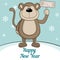 Cute monkey under the snow. Symbol of 2016 on the Chinese calendar.