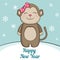 Cute monkey under the snow. Symbol of 2016 on the Chinese calendar.