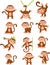 Cute monkeys in various expression