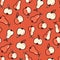 Cute Monochrome Felt Tip Pen Apple and Pears Fruits Vector Seamless Pattern