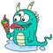 Cute monster is carrying ice cream cone, doodle kawaii. doodle icon image