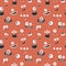 Cute monster faces seamless pattern. Cartoon monsters background. Vector illustration