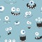 Cute monster faces seamless pattern. Cartoon monsters background. Vector illustration