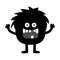 Cute monster. Happy Halloween. Funny head face. Black silhouette smiling scary monsters. Cartoon kawaii screaming funny boo baby