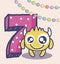 Cute monster with number seven birthday card