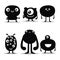 Cute monsters alien in children`s drawing style