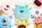 Cute Monsters Characters Background for Kids