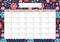Cute monthly calendar template without numbers, spring vibe and flower pattern, cartoon style. Printable A4 paper sheet