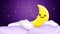 cute moon cartoon sleeping ZZZ on clouds  loop animation background.