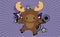 Cute moose baby cartoon jump background